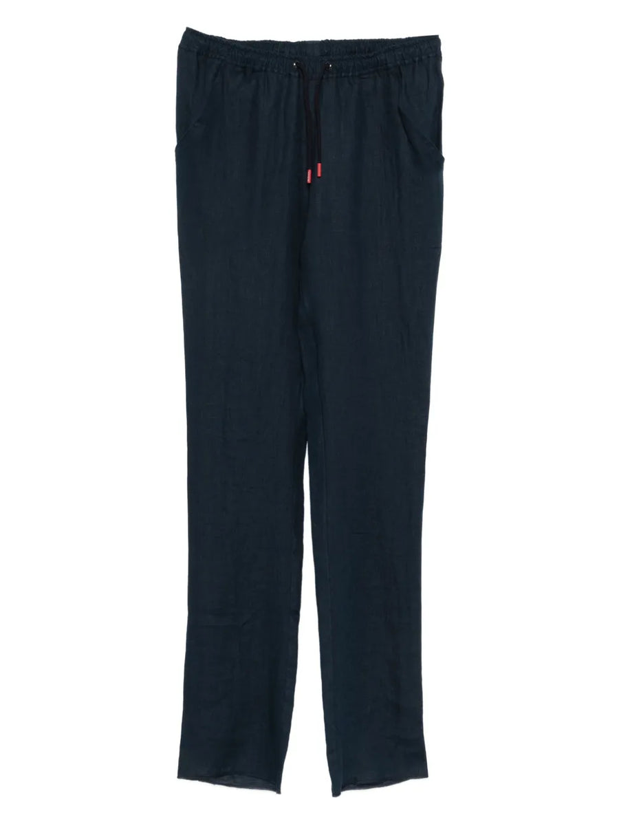 Kiton Linen/Flax 100% trousers in navy
