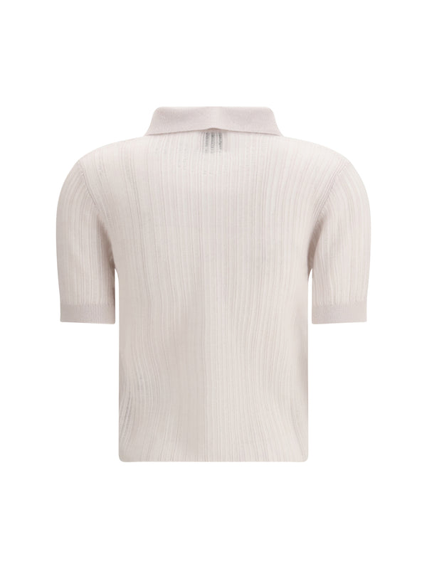 Sweater Polo-Neck Short-Sleeve Cream Cashmere (capra Hircus)