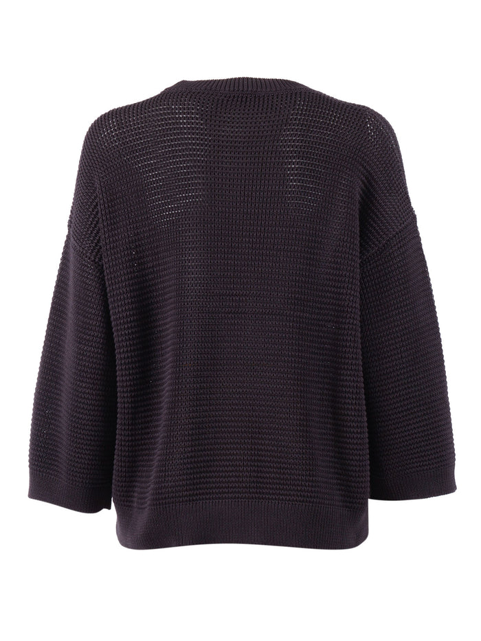 KNITTED SWEATER Blue Cotton Crewneck