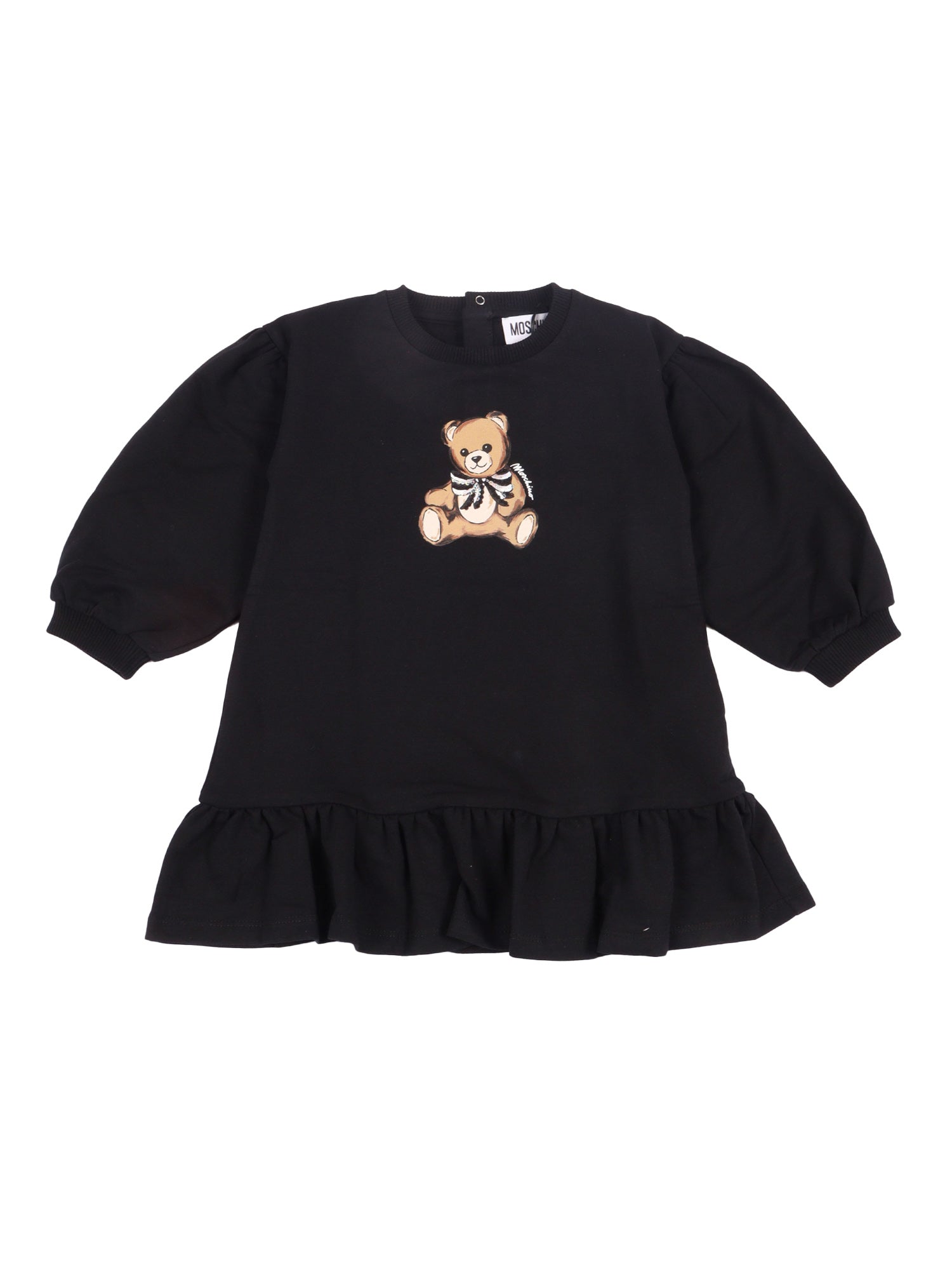 Long Sleeved Dress Black Cotton Elastane