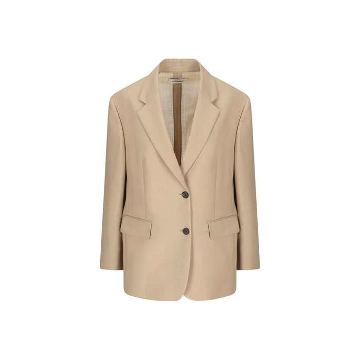 Rope-Coloured Blazer Beige Mohair Virgin Wool