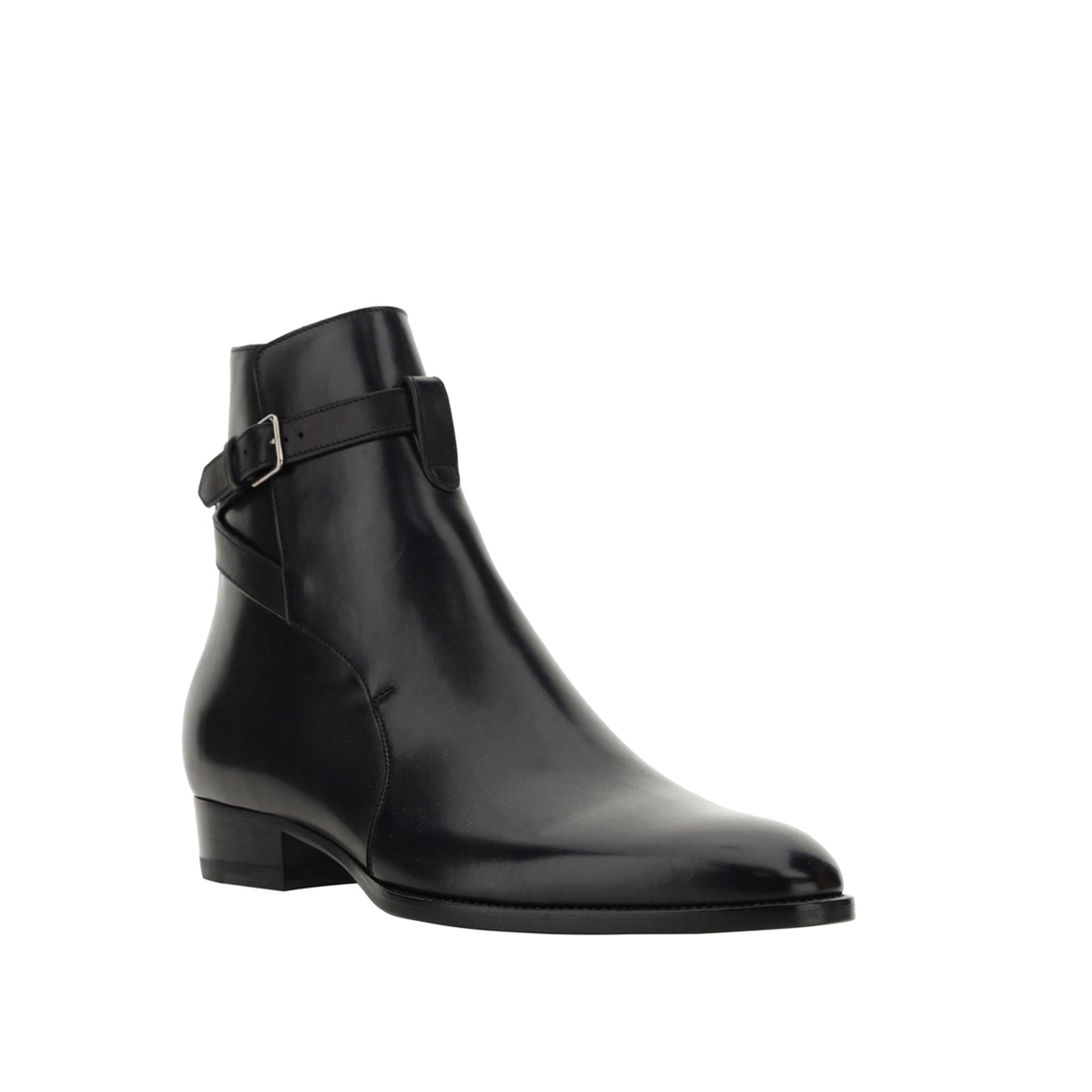 Saint Laurent Wyatt Jodhpur Ankle Boots Black Calf Leather