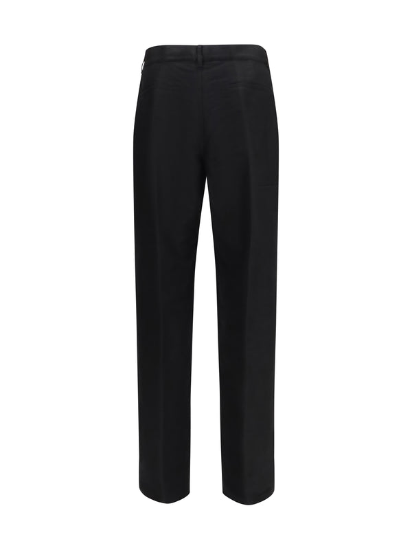 Work Pants Ramie And Cotton Black Trousers