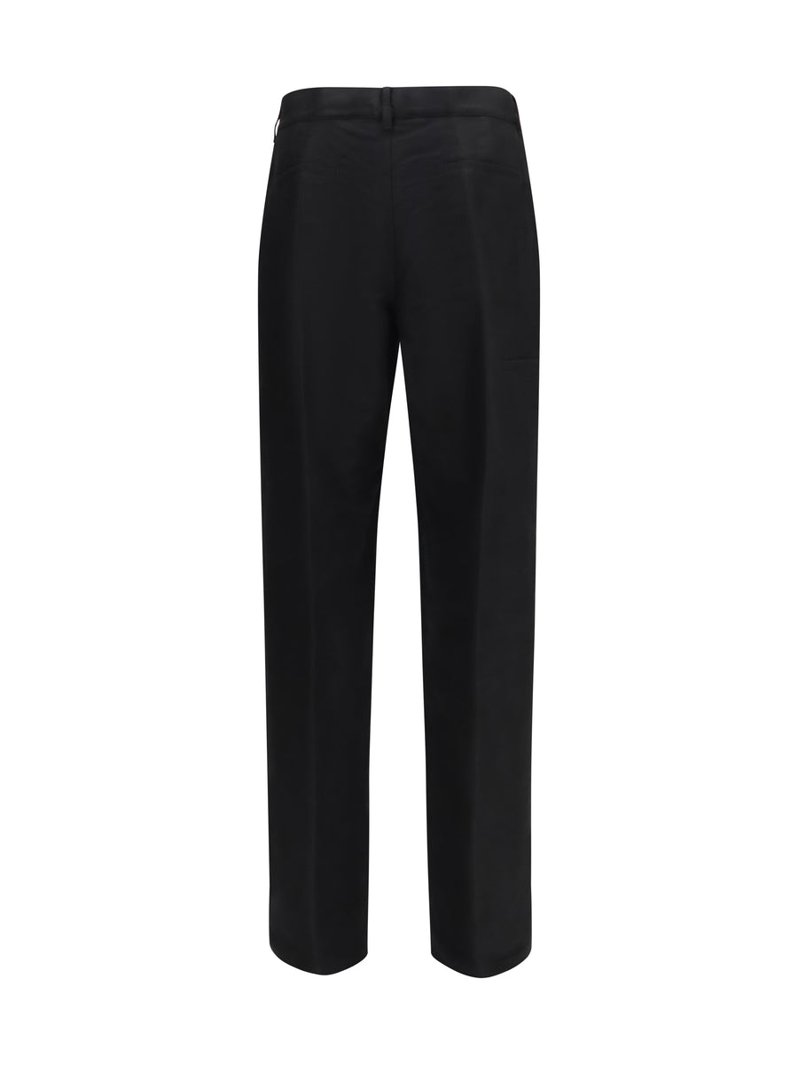 Work Pants Ramie And Cotton Black Trousers