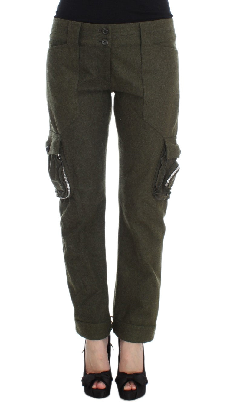 Ermanno Scervino 98% Cotton cargo pants in green