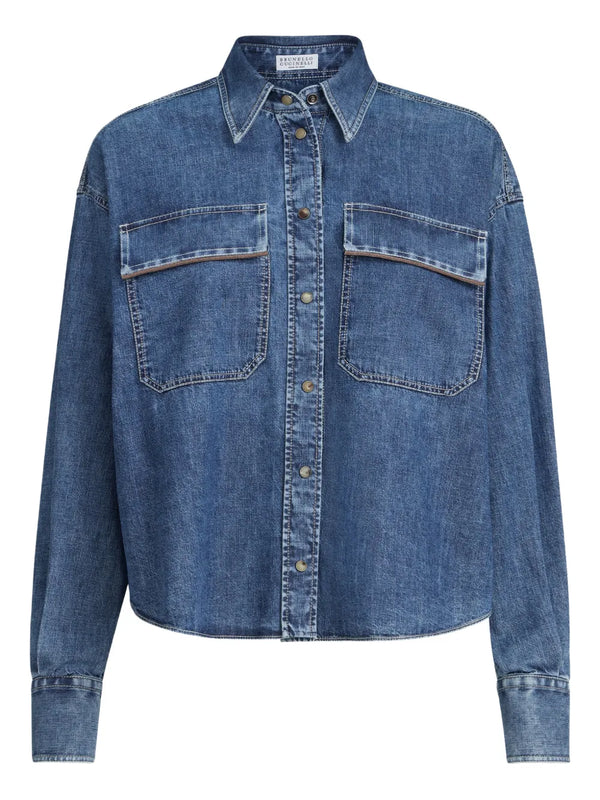 Brunello Cucinelli 100% Cotton overshirt in blue