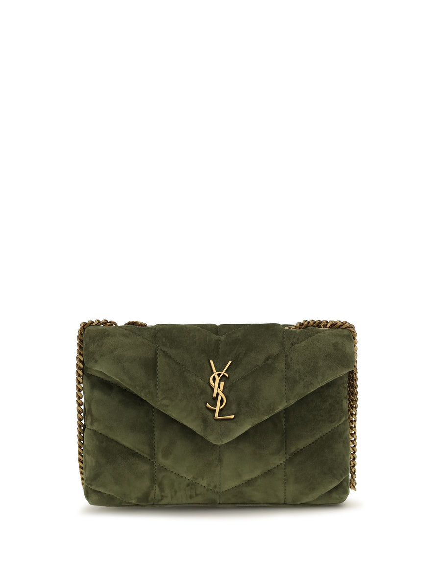 Loulou Puffer Toy Suede Shoulder Bag New Juniper Calf Leather Bos Taurus Wallet
