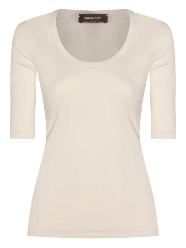 Fabiana Filippi Cotton 94% t-shirt in cream