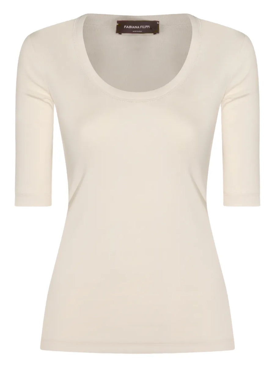 Fabiana Filippi Cotton 94% t-shirt in cream