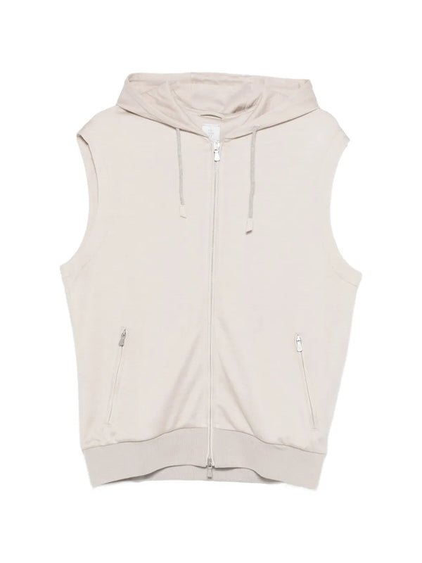 Eleventy Silk 57% vest in sand beige