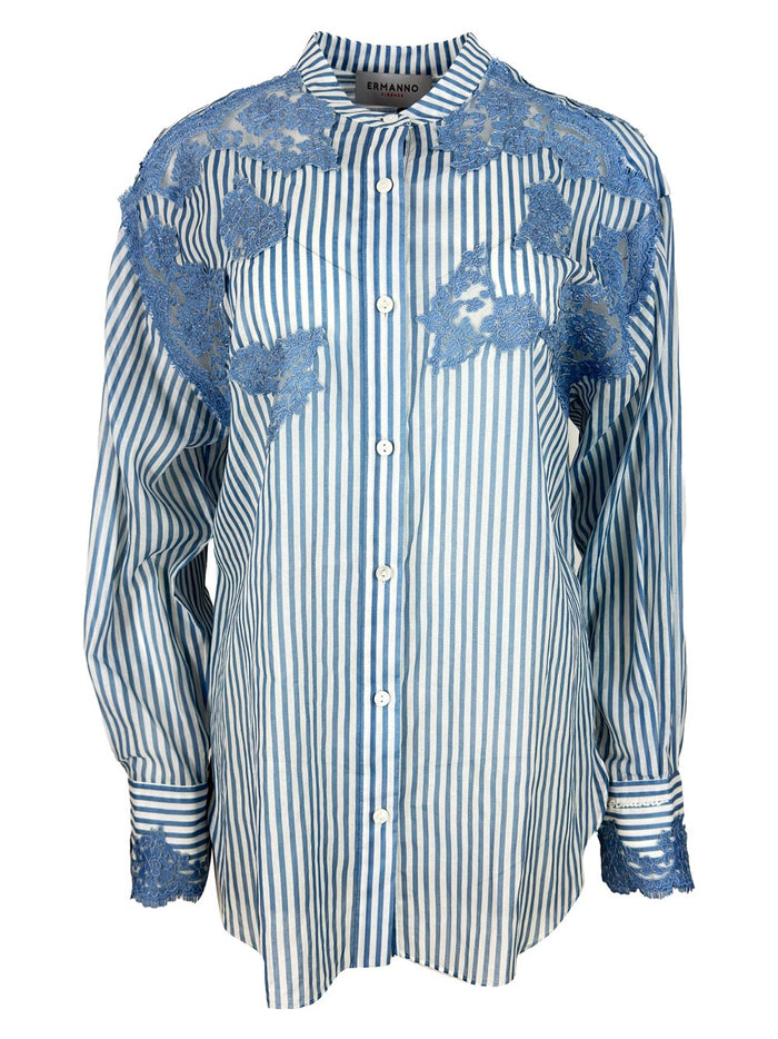 ERMANNO FIRENZE Shirts Bianco - Celeste 100co