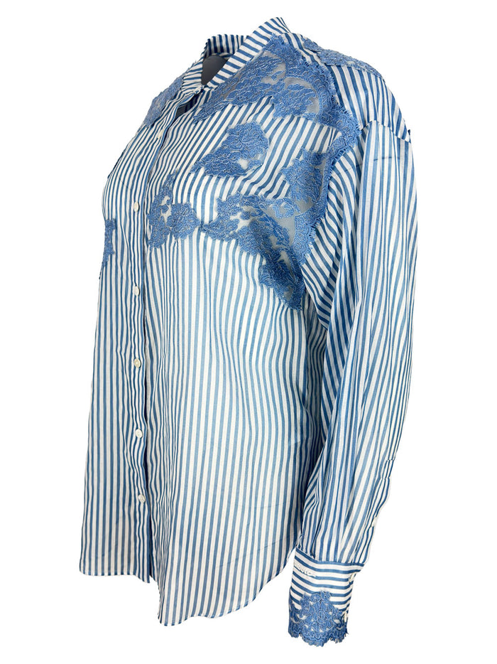 ERMANNO FIRENZE Shirts Bianco - Celeste 100co