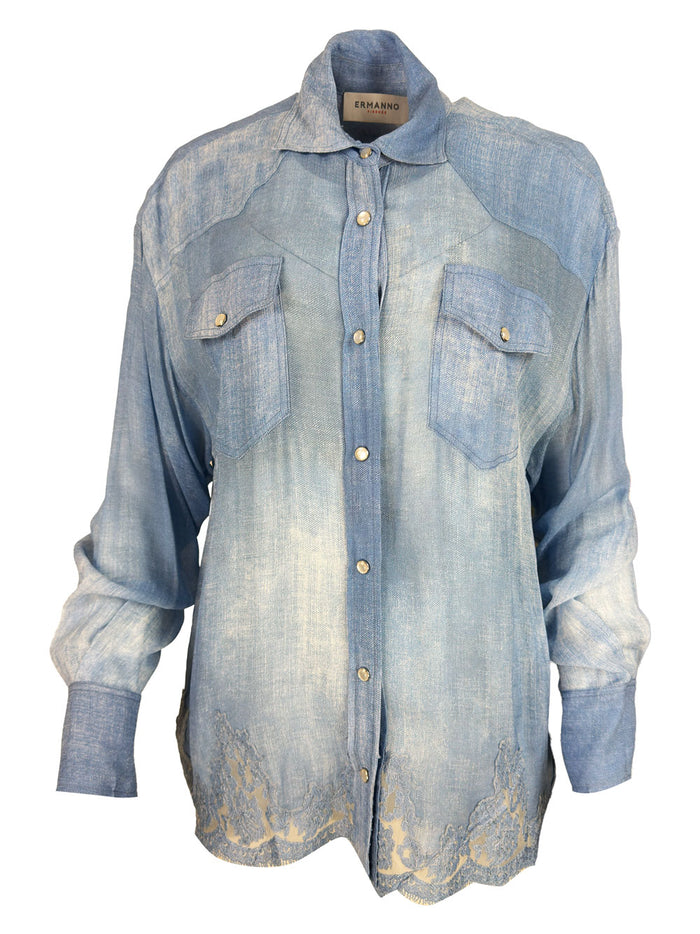 ERMANNO FIRENZE Shirts Light Blue 100vi