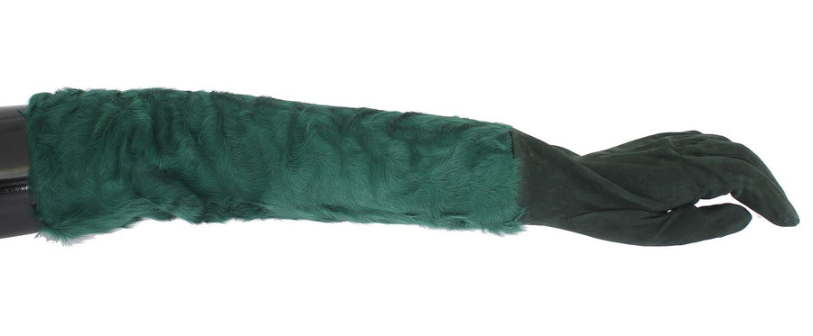 Dolce & Gabbana 100% Leather Xiangao fur gloves in green