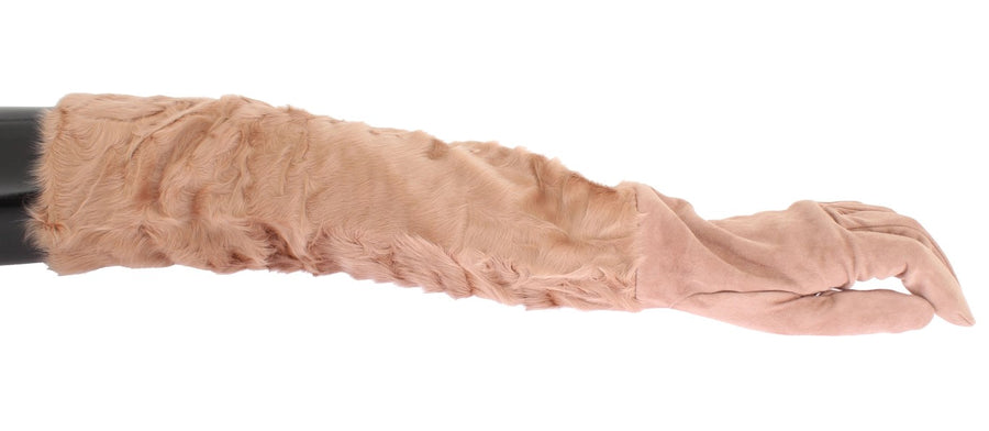 Dolce & Gabbana 100% suede and Xiangao fur exterior gloves in beige