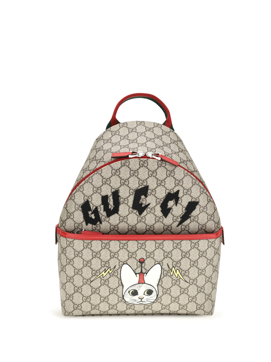 Gg Cat Print Backpack For Boy B.ebo Mul/br.hib/vrv Nylon Backpacks