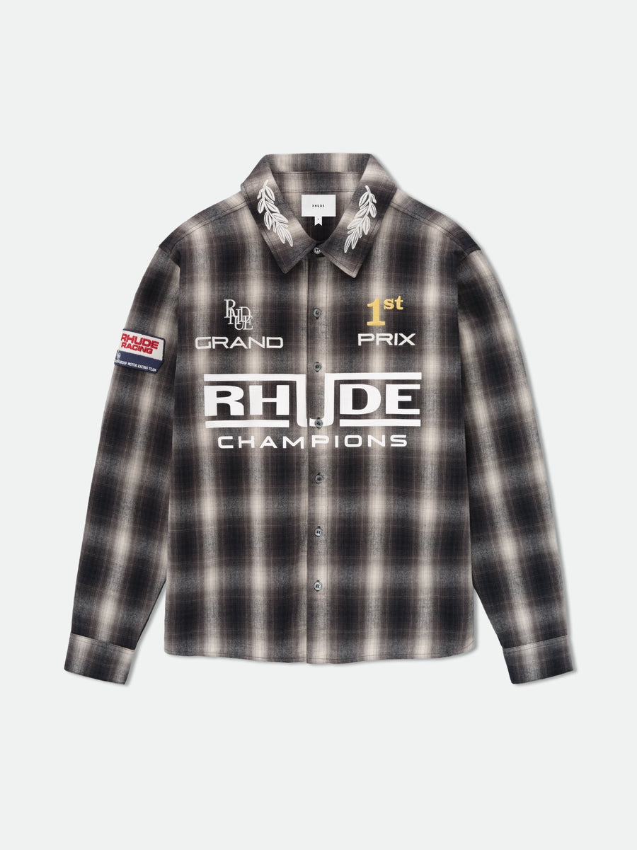 Rhude Mens Multi Plaid Racing Flannel Shirt
