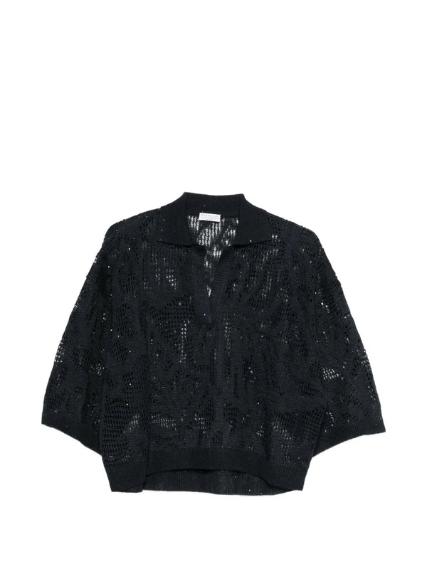 Brunello Cucinelli Linen 94% sweater in black