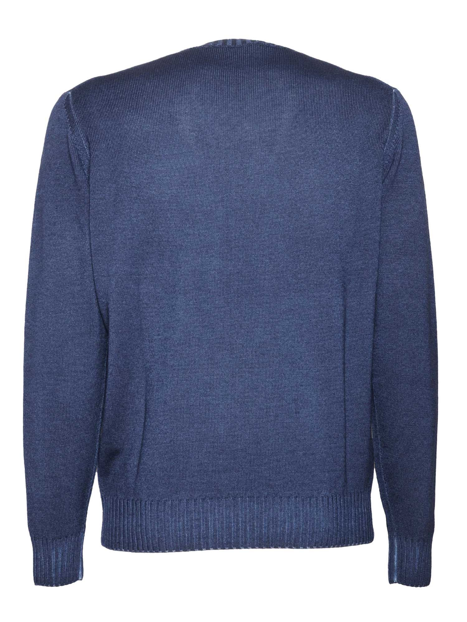 Crewneck Sweater Blue Virgin Wool