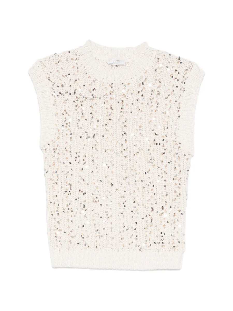 Peserico Cotton 100% tank top in off-white
