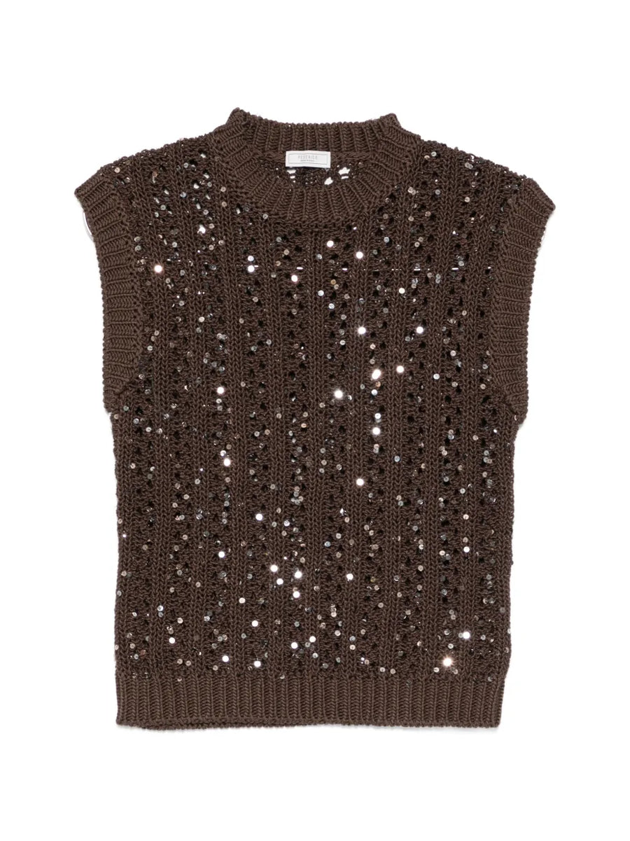 Peserico Cotton 100% vest in brown