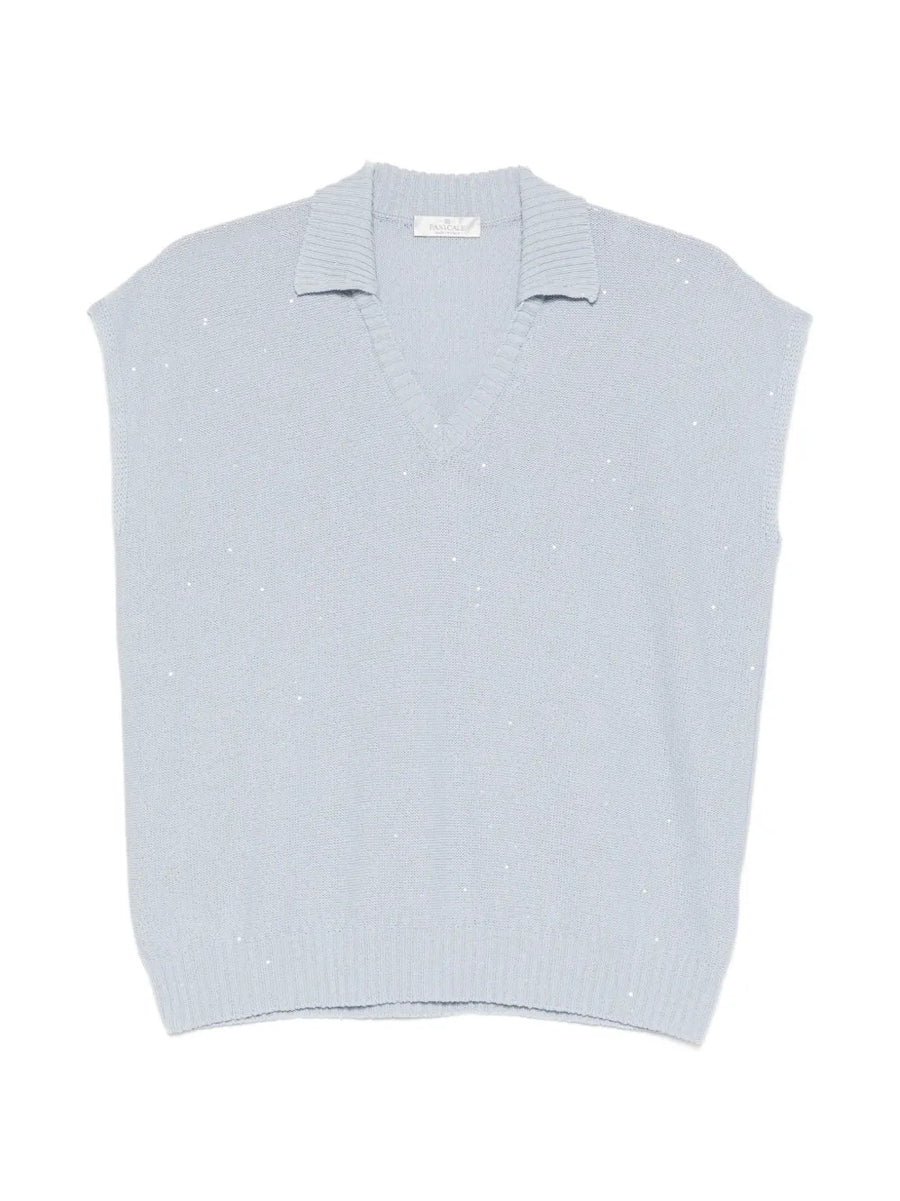 Panicale Cotton 98% tank top in blue