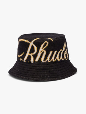 Rhude Mens Script Bucket Hat Black Clothing