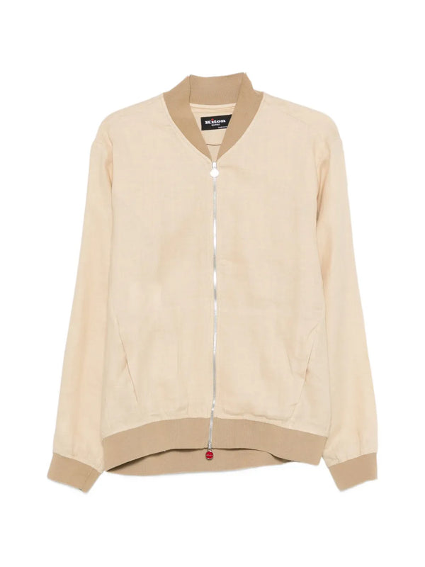 Kiton Linen/Flax 100% bomber jacket in beige