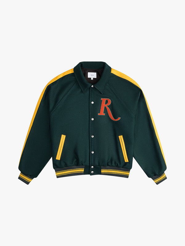 Rhude Unisexs Green Varsity Raglan Jacket Clothing