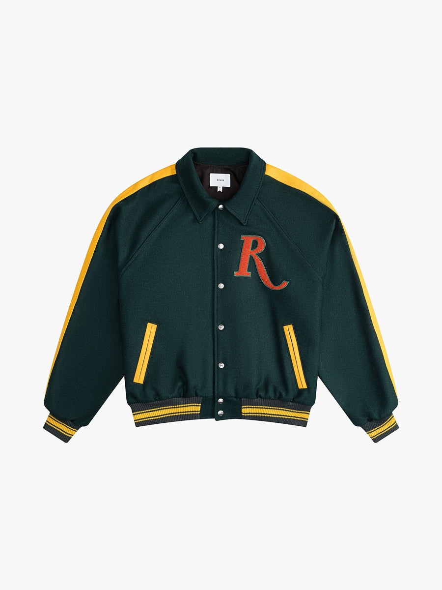 Rhude Unisexs Green Varsity Raglan Jacket Clothing