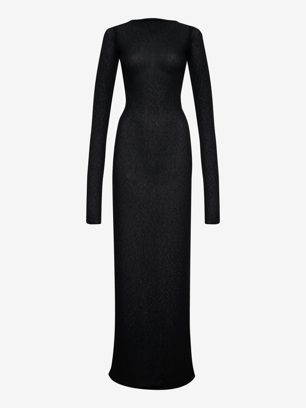 Rhude Womens Black Sheer Knit Jersey Dress