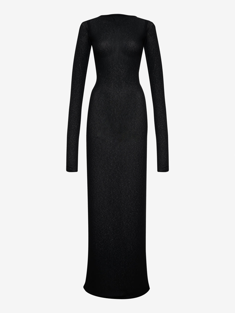 Rhude Womens Black Sheer Knit Jersey Dress