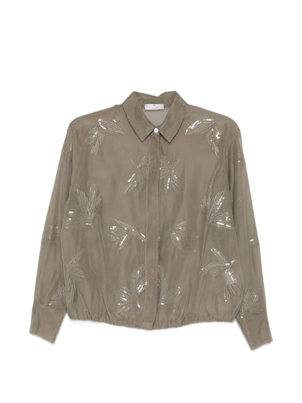 Panicale Cotton 68% blouse in taupe