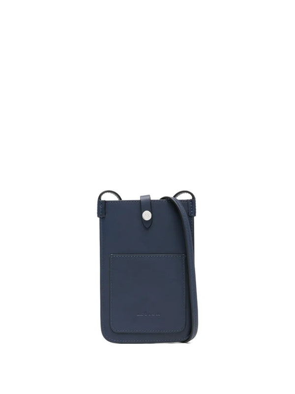 Kiton Calf Leather 100% crossbody bag in navy