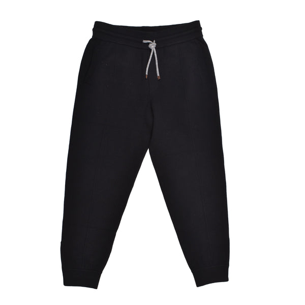 Brunello Cucinelli Mens Black Wool Knit Sweatpants Clothing