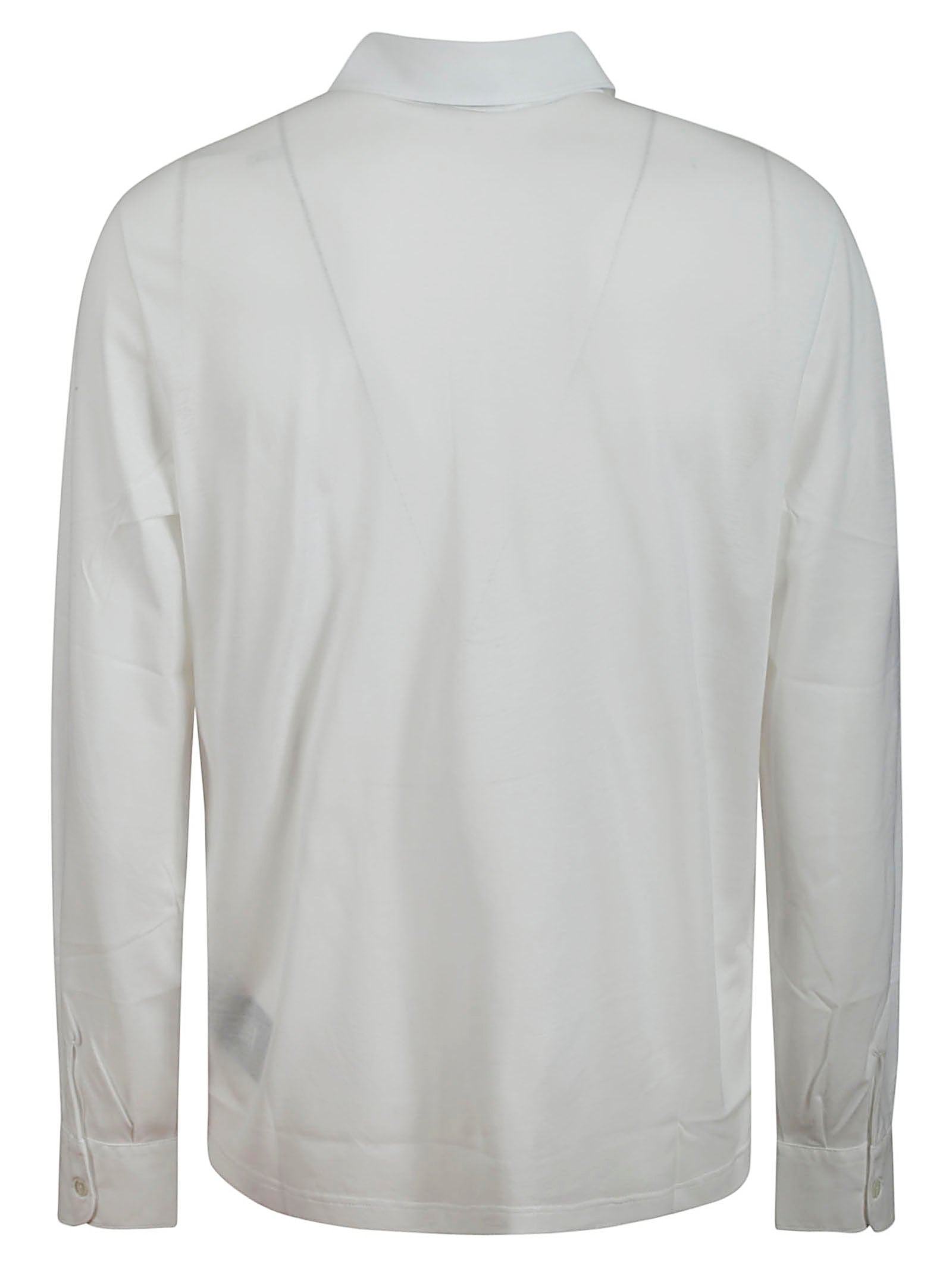 Polo Ls Voile Crepe White Cotton Shirt