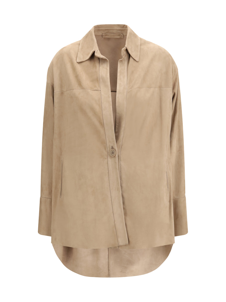 Salvatore Santoro 100% Lamb Suede shirt in beige