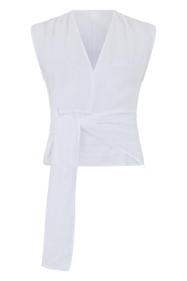 Sleeveless Linen Blouse White Blouses