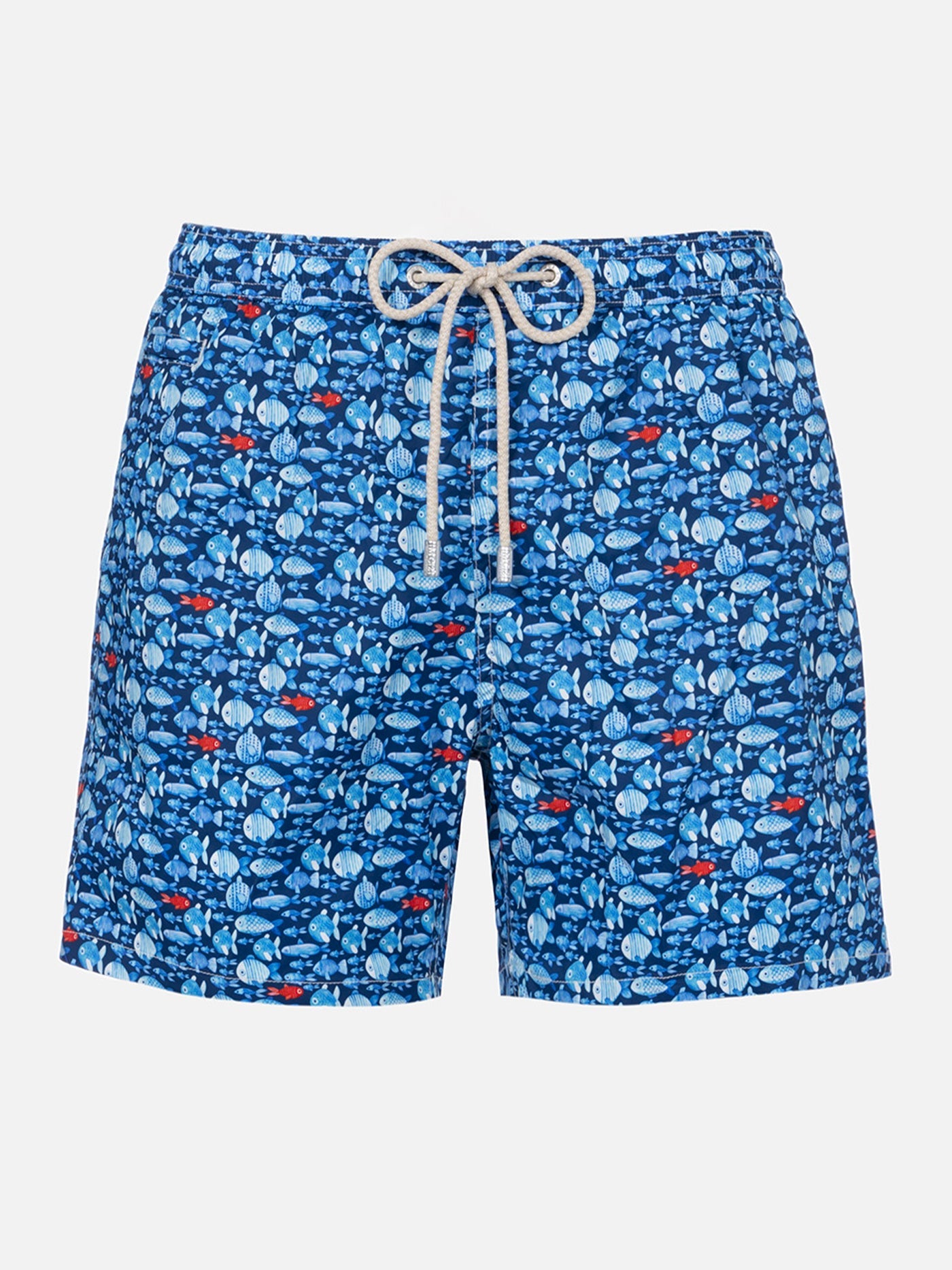 Comfort Light Classic Stretch Swim Shorts With Fishes Print Blue Swimshort