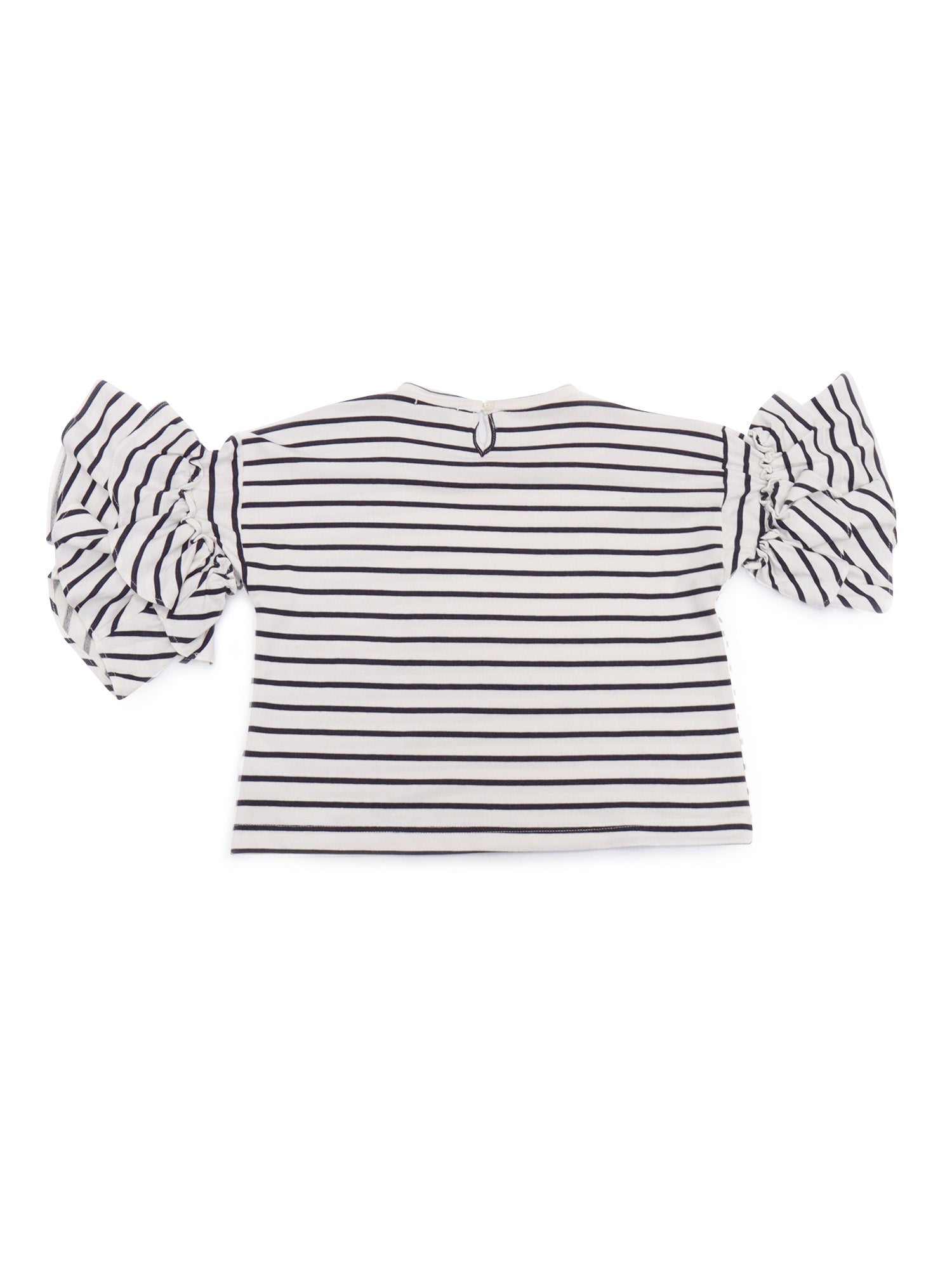 STRIPED FLEECE T-SHIRT WITH RUFFLES Multicolor Short Sleeves