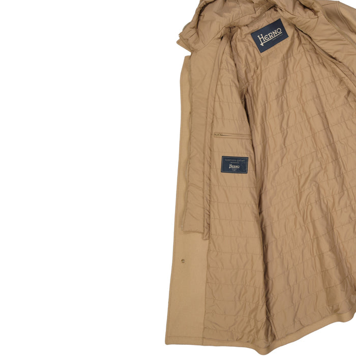 Herno Wool Coat Brown Polyamide