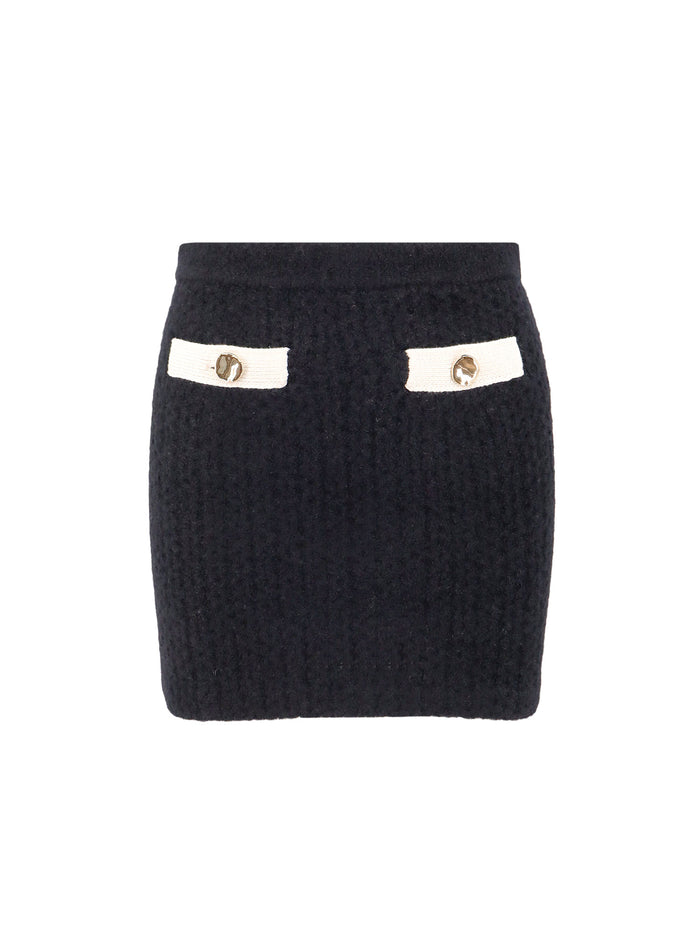 Self Portrait Skirts Black Alpaca Poliammide Elastan