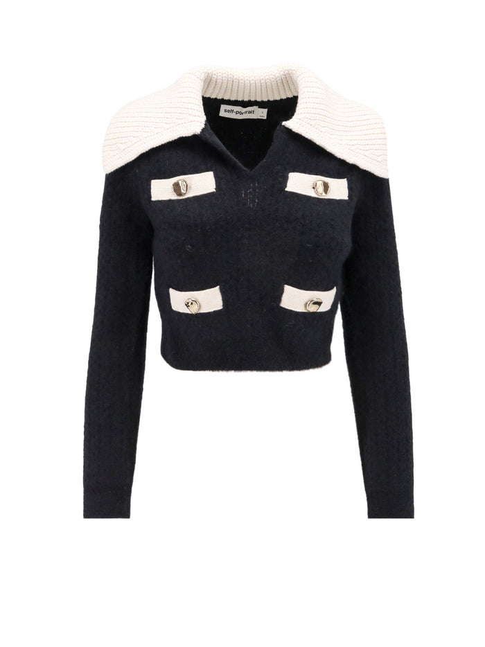 Self Portrait Sweaters Black Alpaca Poliammide Elastan