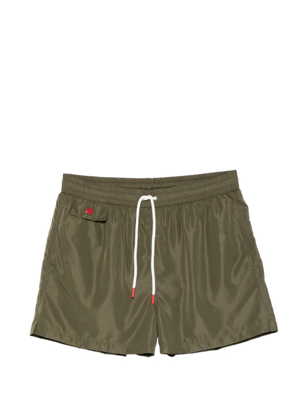 Kiton Polyester 100% swim shorts in olive