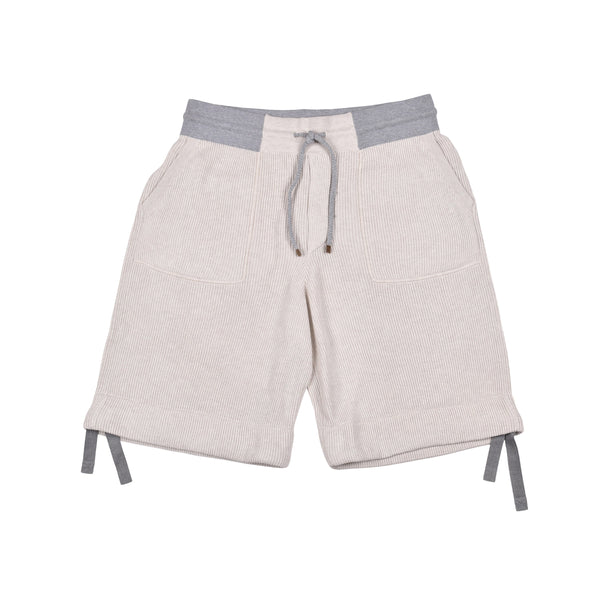 Brunello Cucinelli Mens Gray Two-Tone Knit Shorts