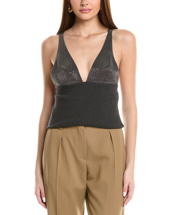 Brunello Cucinelli Womens Charcoal Deep V Shirt One Color