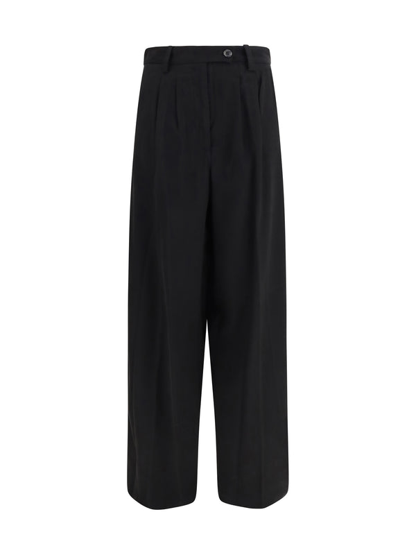 Wide-Leg Tailored Pants Black Black/black Viscose Trousers
