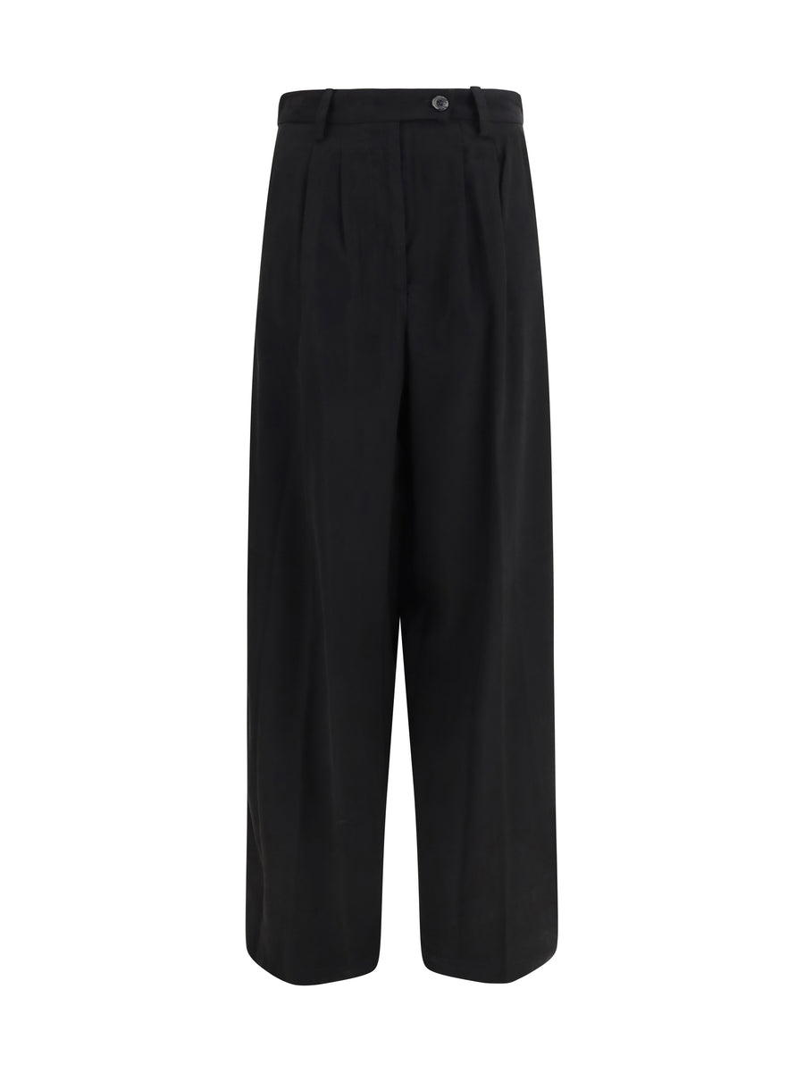 Wide-Leg Tailored Pants Black Black/black Viscose Trousers
