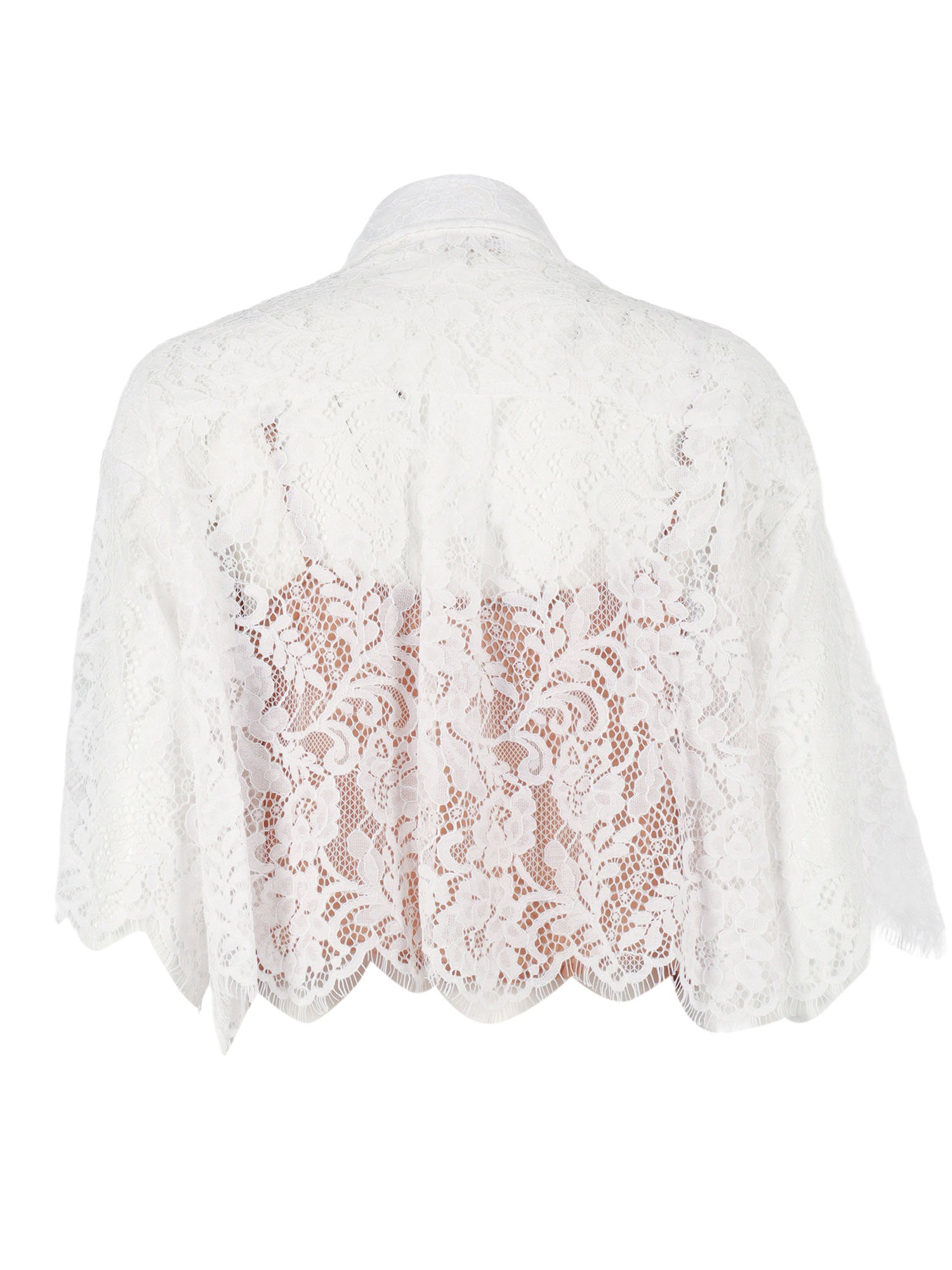 CORDED LACE SS SHIRT White Nylon Cotton