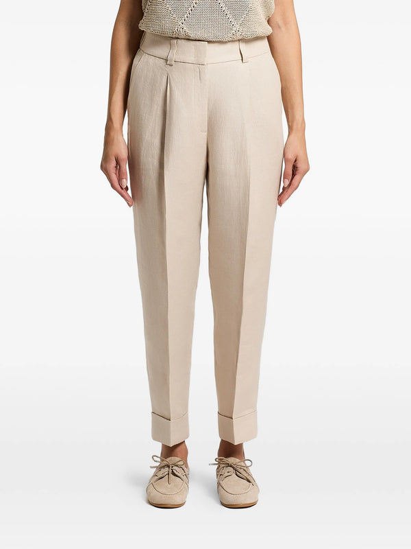 Peserico Flax 100% trousers in beige